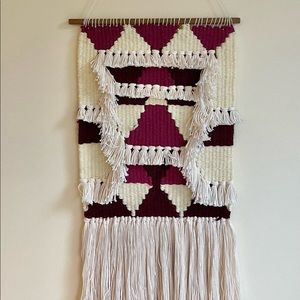 Handmade Beautiful Burgundy Ivory & darker ivory Tapestry Christmas gift!